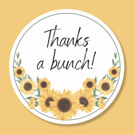 Adesivo Redondo Obrigados de girassol Bunch Obrigado
