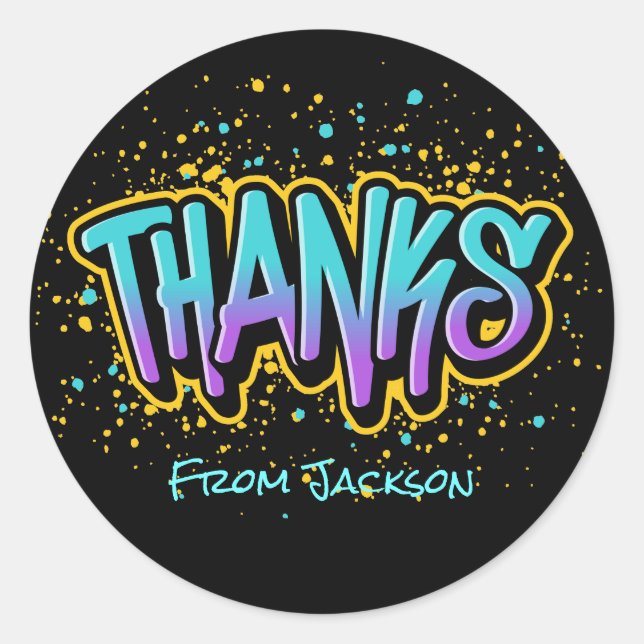 Adesivo Redondo Obrigados de grafite (Frente)