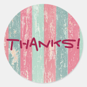 Adesivo Redondo Obrigados de madeira rústicos da cerca