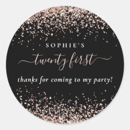 Adesivo Redondo Obrigados de nome da brilha Dourada do rosa