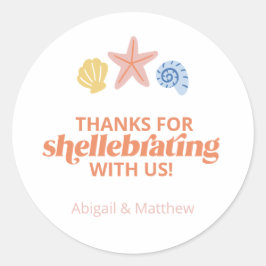 Adesivo Redondo Obrigados de Shellabrating Seashell Starfish