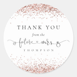 Adesivo Redondo Obrigados do Chá de panela Glitter Dourado da Sra.