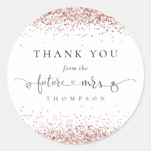 Adesivo Redondo Obrigados do Chá de panela Glitter Dourado da Sra.