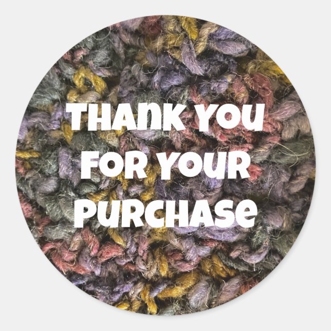 Adesivo Redondo Obrigados do cliente com fotos do Yarn de promoção (Frente)