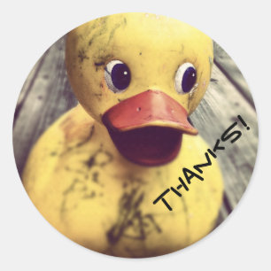Adesivo Redondo Obrigados Ducky de borracha amarelos!