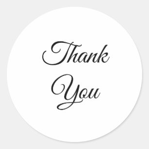 Adesivo Redondo Obrigados, obrigado, preto branco elegante clássic