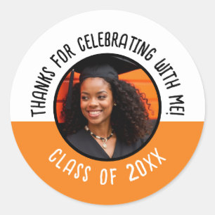 Adesivo Redondo Obrigados para a Celebração com a Classe de Foto d