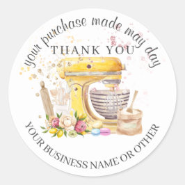 Adesivo Redondo Obrigados para a compra, pequenas empresas de pada