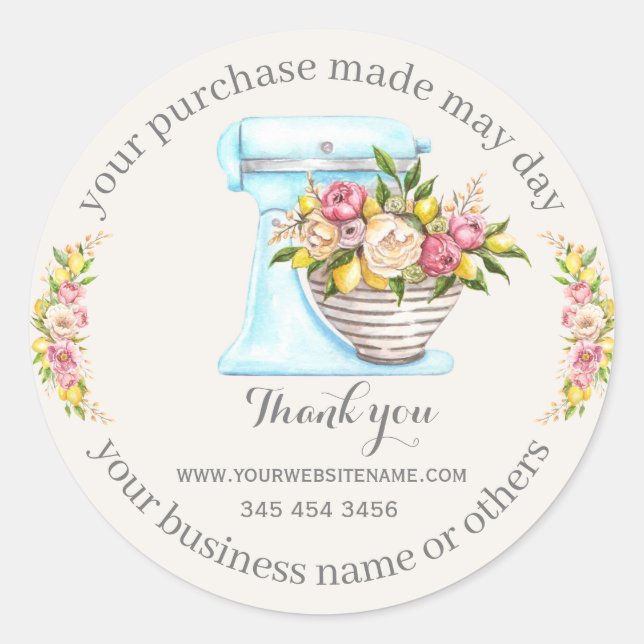 Adesivo Redondo Obrigados para a compra, pequenas empresas de pada (Frente)