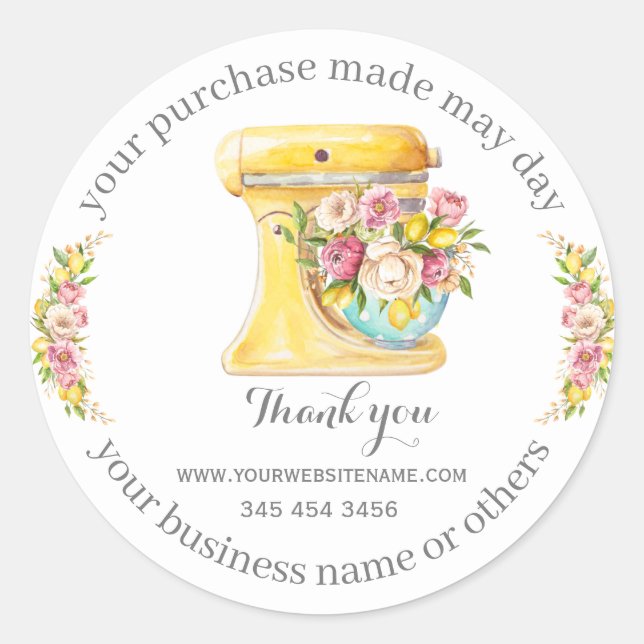 Adesivo Redondo Obrigados para a compra, pequenas empresas de pada (Frente)