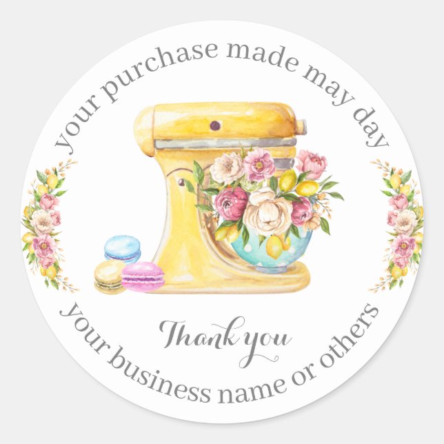 Adesivo Redondo Obrigados para a compra, pequenas empresas de pada (Frente)