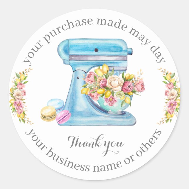 Adesivo Redondo Obrigados para a compra, pequenas empresas de pada (Frente)