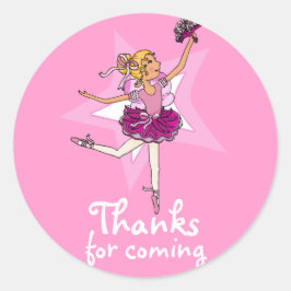 Adesivo Redondo Obrigados para as garotas da ballarina que virão o