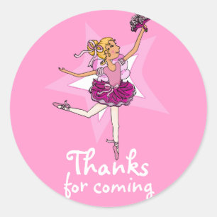 Adesivo Redondo Obrigados para as garotas da ballarina que virão o