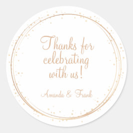 Adesivo Redondo Obrigados para celebrar conosco Dourado Sparkle We