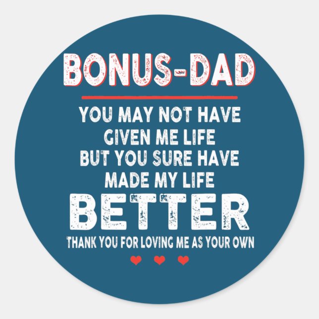 Adesivo Redondo Obrigados Para Fazer Um Pai De Melhor Bônus Para A (Frente)