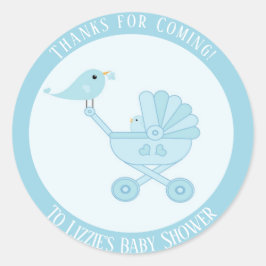 Adesivo Redondo Obrigados para o Chá de fraldas "Blue Boy"