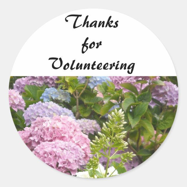 Adesivo Redondo Obrigados para o Voluntariado (Frente)