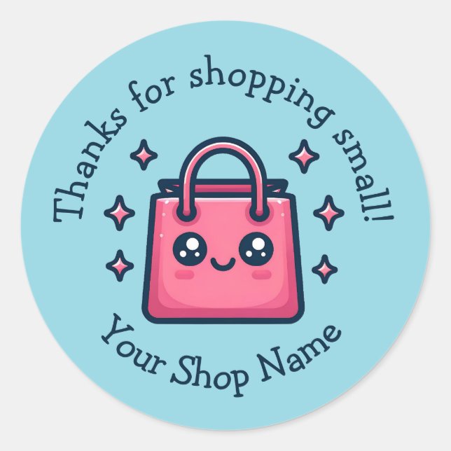 Adesivo Redondo Obrigados para pequenas empresas giros para Compra (Frente)