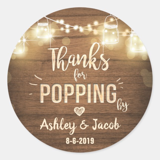 Adesivo Redondo Obrigados Para Pop Por Luzes De Madeira Russas Fav (Frente)