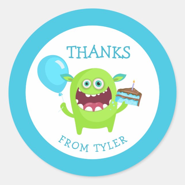 Adesivo Redondo Obrigados Pequeno Partido Monstro (Frente)