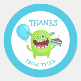 Adesivo Redondo Obrigados Pequeno Partido Monstro