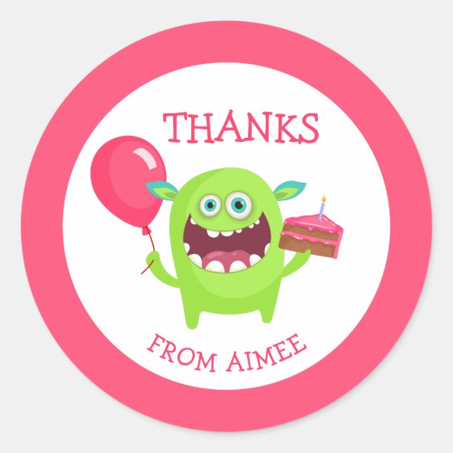 Adesivo Redondo Obrigados Pequeno Partido Monstro (Frente)