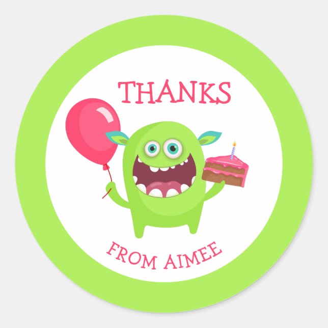 Adesivo Redondo Obrigados Pequeno Partido Monstro (Frente)