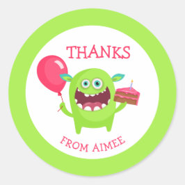 Adesivo Redondo Obrigados Pequeno Partido Monstro