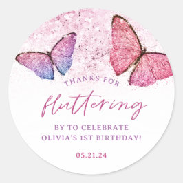 Adesivo Redondo Obrigados Por Flutuação Por Borboleta Obrigado