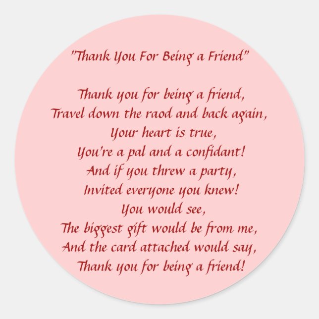 Adesivo Redondo Obrigados Por Ser Meu Amigo - Pinheiros (Frente)