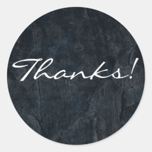 Adesivo Redondo Obrigados pretos da textura do Grunge do abstrato