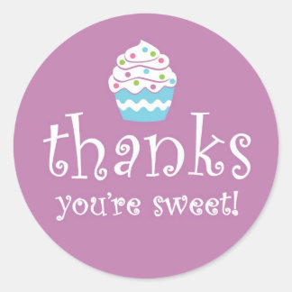 Adesivo Redondo Obrigados que você é doce Cupcake Sticker