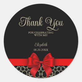 Adesivo Redondo Obrigados Vermelhos Geométricos do Egito, Dourado 