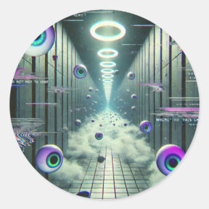 Adesivo Redondo 👁️ "Observador Sem Fim" Autocolantes 👁️