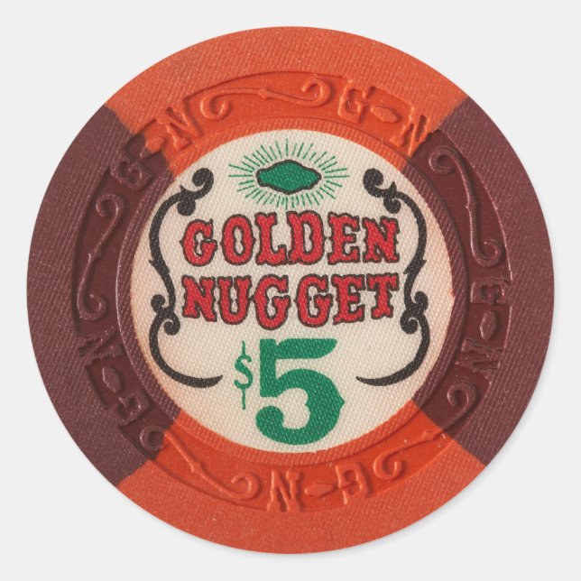 Adesivo Redondo Obsoleto do Jogo Chip Casino em Las Vegas (Frente)