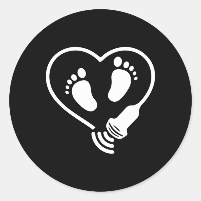 Adesivo Redondo Obstetrícia Sonógrafo Ultrasound Tech (Frente)