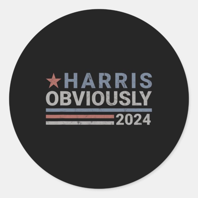 Adesivo Redondo Obviamente - Kamala 2024 (Frente)