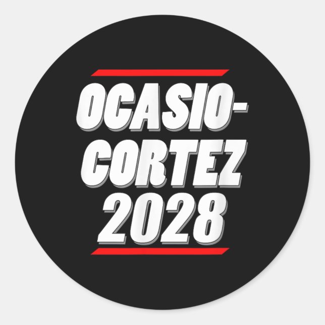 Adesivo Redondo Ocasio-cortez 2028 - Aoc For Presidente! (Frente)