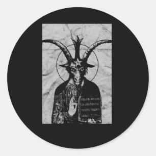 Adesivo Redondo Occulto Baphomet Gótica Satã Negra Diabo Negro Lu