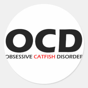 Adesivo Redondo OCD - Desordem obsessiva do peixe-gato