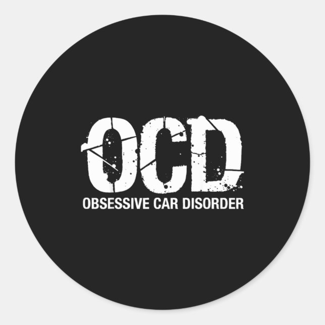 Adesivo Redondo Ocd Obsessive Car Disorder Funny Lover Garage Guy  (Frente)