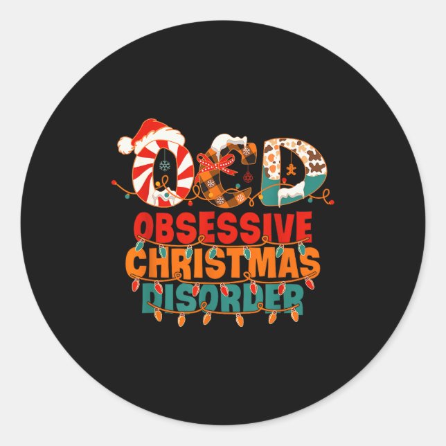 Adesivo Redondo Ocd Obsessive Christmas Disorder Funny Christmas  (Frente)