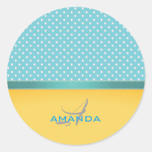 Adesivo Redondo Ocean Blue, Sunny Beach, Silver Hearts Monograma
