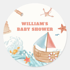 Adesivo Redondo Ocean Boy Adventure Chá de fraldas