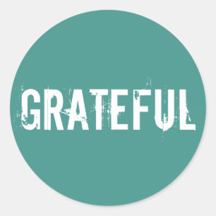 Adesivo Redondo Ocean green com um texto branco agradecido