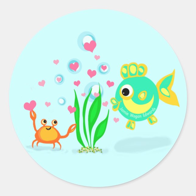 Adesivo Redondo Ocean Love Beach Stickers (Frente)