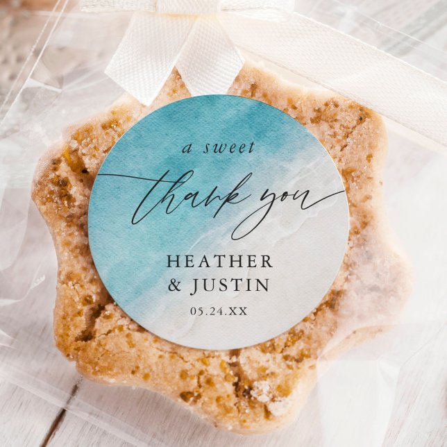 Adesivo Redondo Ocean Summer Beach Sweet Obrigado Favor (Criador carregado)