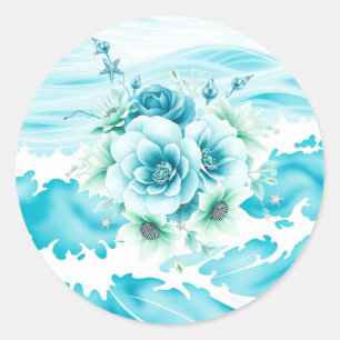 Adesivo Redondo Oceano Aquarela com Seafoam
