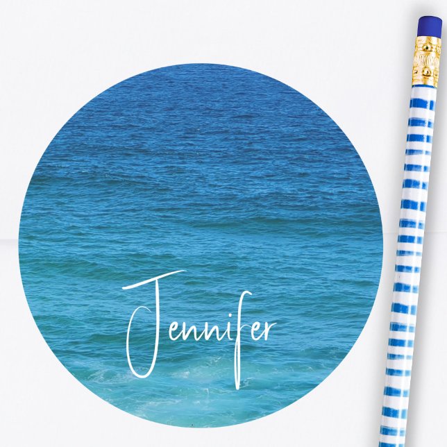 Adesivo Redondo Oceano Azul Costeiro (Criador carregado)